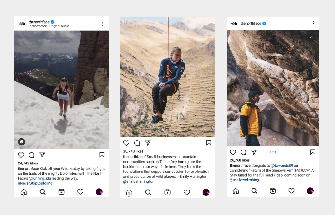 The North Face uses athlete influencers for their product reviews.