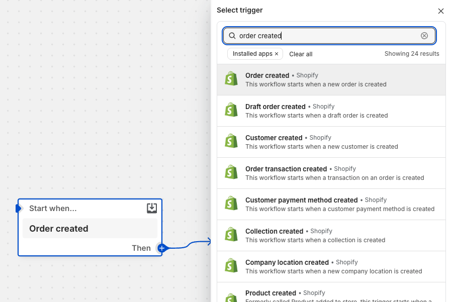 Shopify Flow Automation - Order Created Trigger